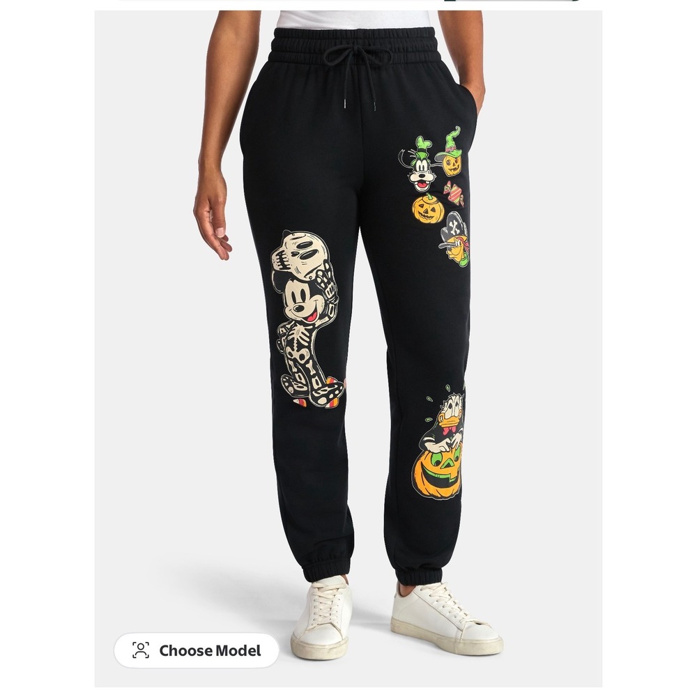 Disney Mickey and Friends Halloween Skeleton Graphic Sweatpants Black XXS